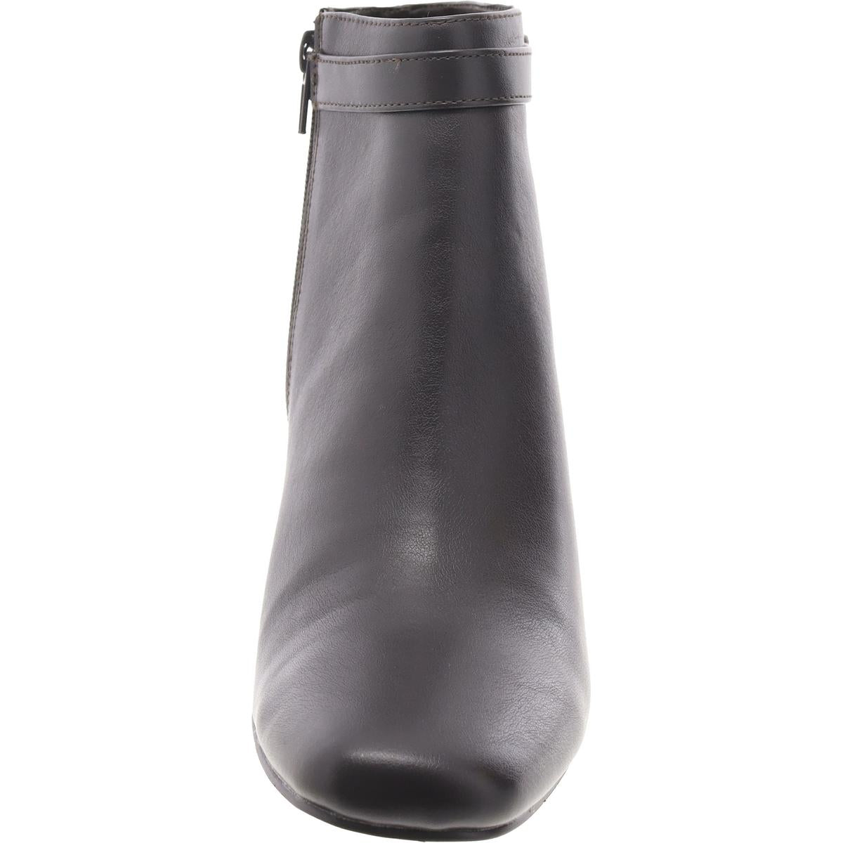 Womens Faux Leather Zip Up Ankle Boots