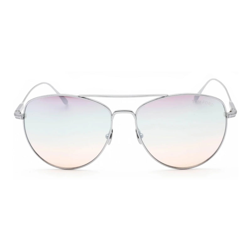 Tom Ford Tom Ford Sunglasses Aviator Full Rim, Shiny Palladium Frame and Purple Gradient Mirror Lens FT078416Z