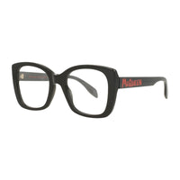 Alexander McQueen Eyeglasses Square Full Rim, Shiny Black Frame and Clear Demo Lens Lens AM0351O002