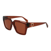Salvatore Ferragamo Sunglasses Square Full Rim, Transparent Brown Frame and Brown Lens SF2014S232