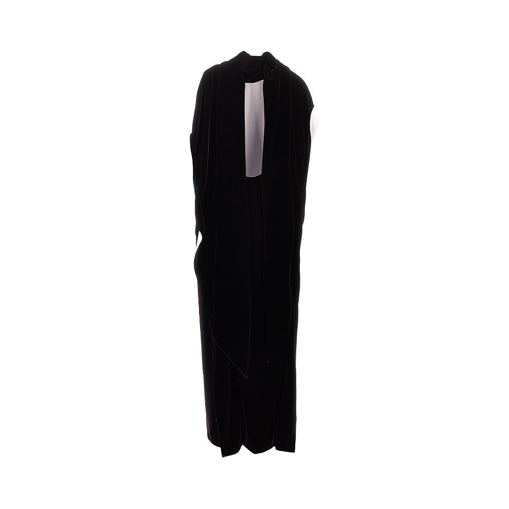 Alberta Ferretti Women Long Velvet Dress With Cape Detail