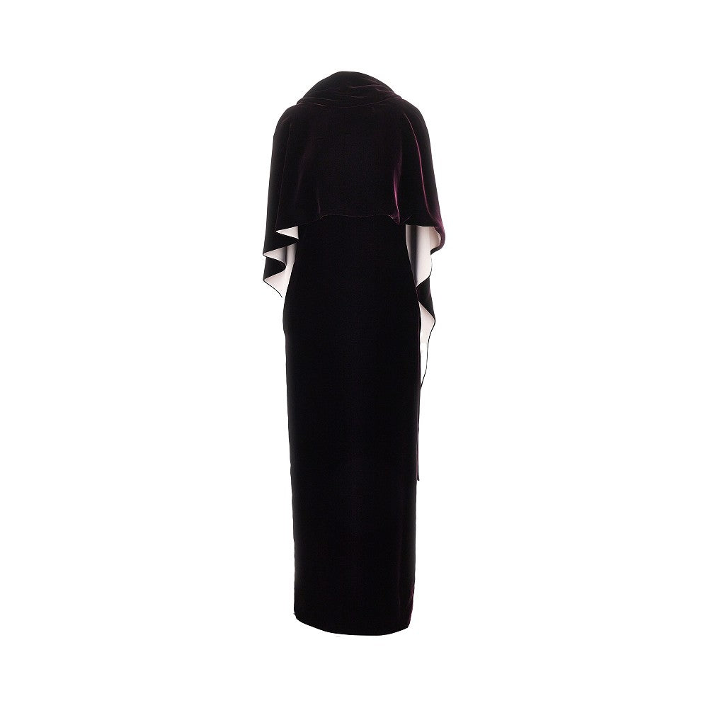 Alberta Ferretti Women Long Velvet Dress With Cape Detail