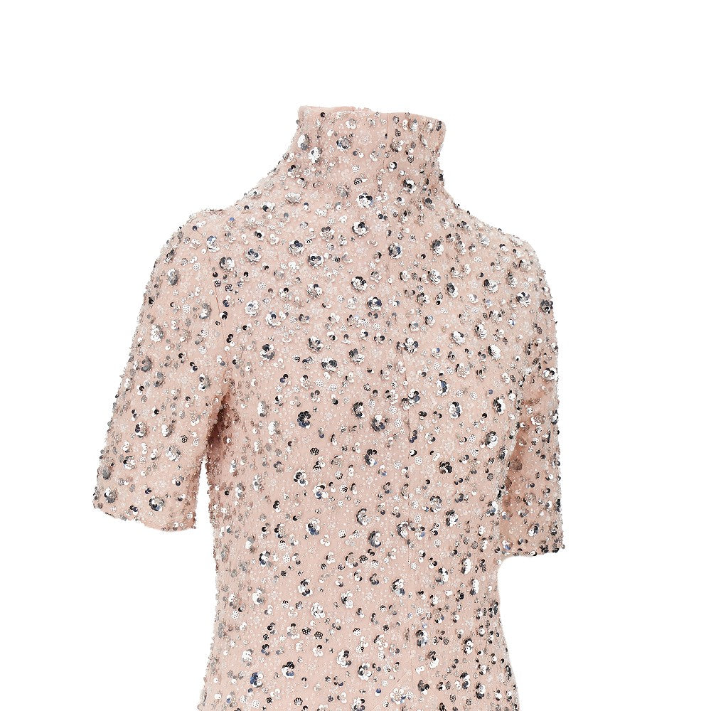 Rabanne Women Floral Sequins Embroidery Midi Dress