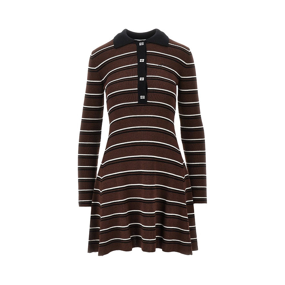 Ganni Women Knitted Short Dress With Striped Motif