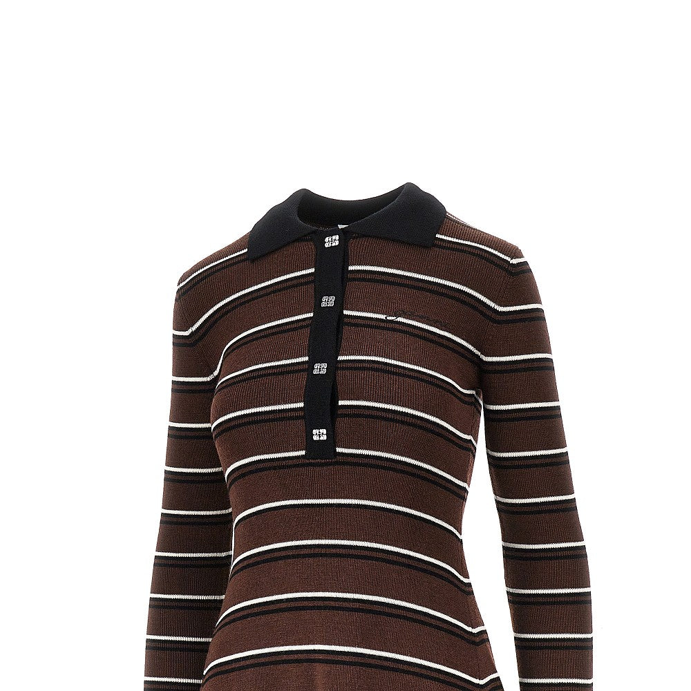 Ganni Women Knitted Short Dress With Striped Motif