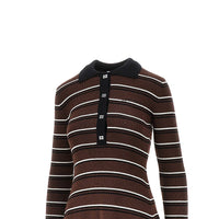 Ganni Women Knitted Short Dress With Striped Motif