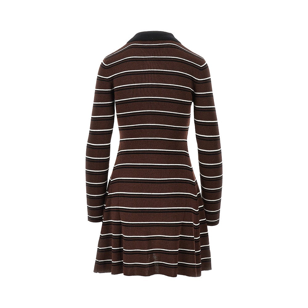 Ganni Women Knitted Short Dress With Striped Motif