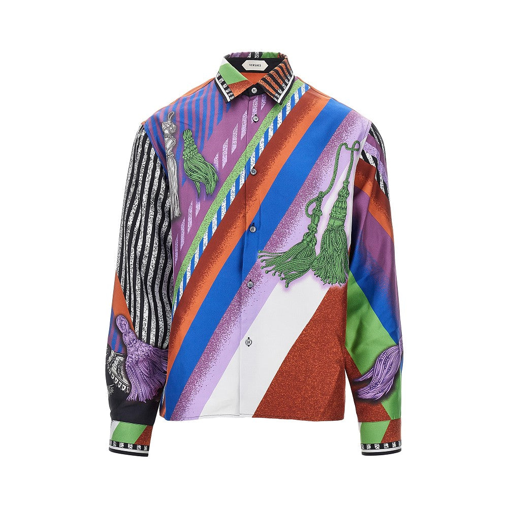 VERSACE Versace Men Silk Twill Shirt With Formula 6 Print