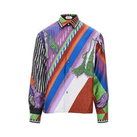 VERSACE Versace Men Silk Twill Shirt With Formula 6 Print