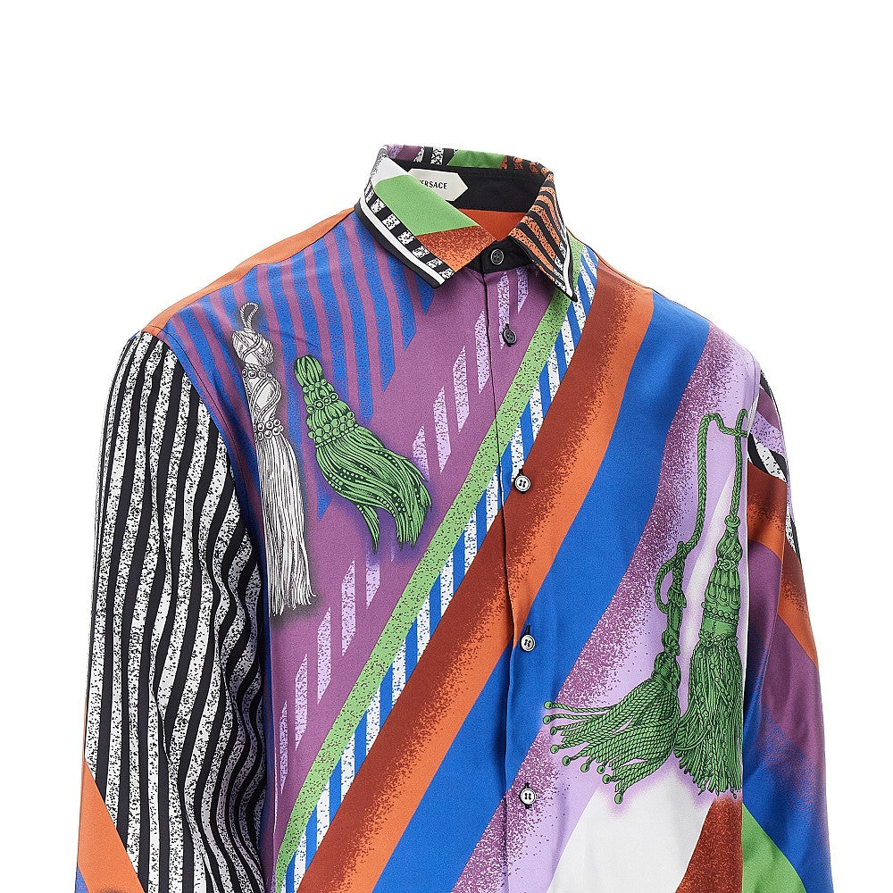 VERSACE Versace Men Silk Twill Shirt With Formula 6 Print