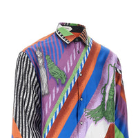 VERSACE Versace Men Silk Twill Shirt With Formula 6 Print