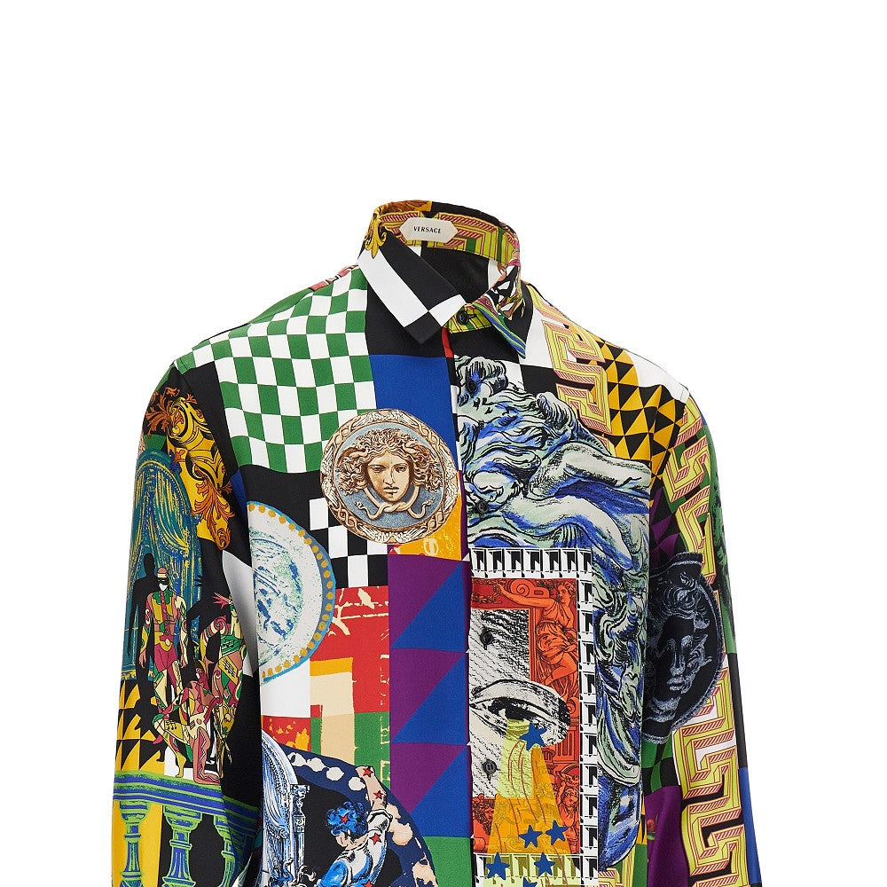 Versace Men Printed Silk Twill Shirt