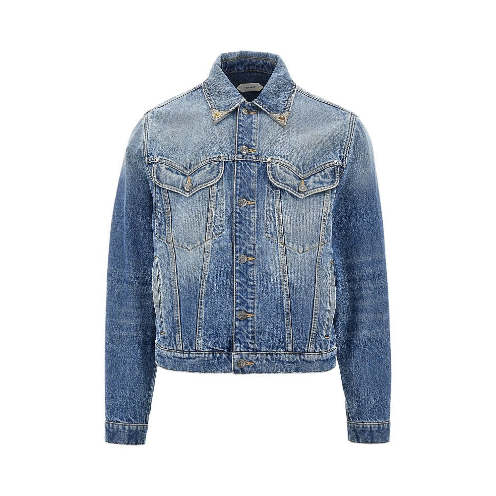 Versace Men Denim Jacket With Medusa Details