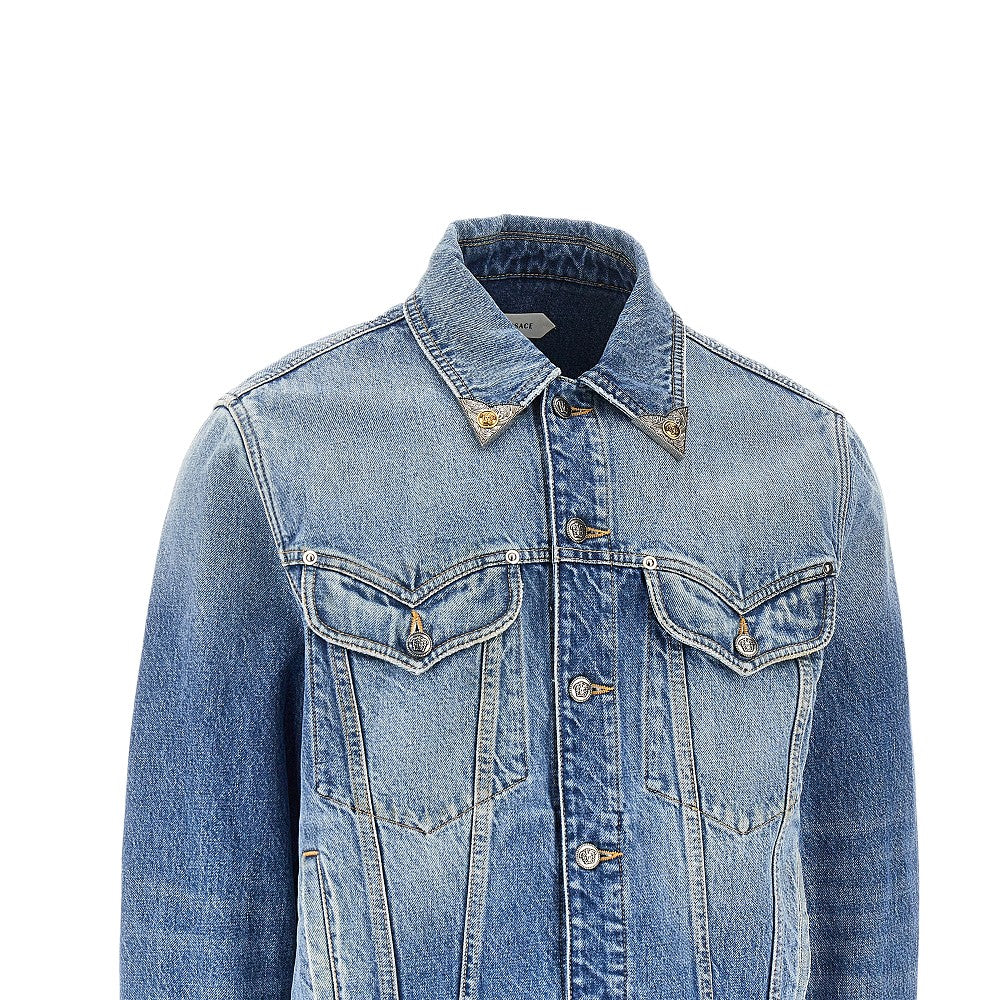 Versace Men Denim Jacket With Medusa Details