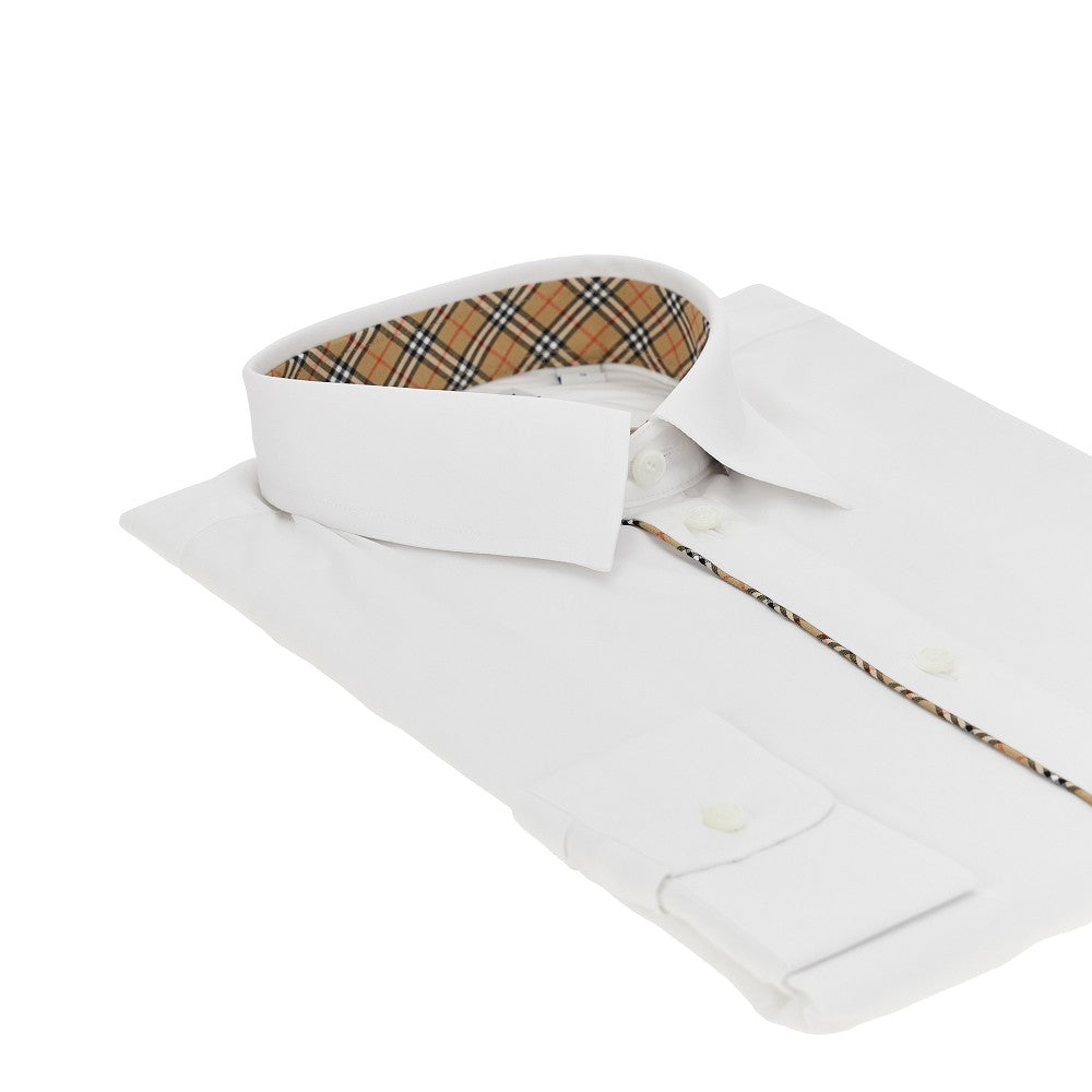 BURBERRY Burberry Men Poplin Shirt With Check Piping