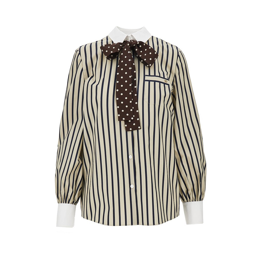 Valentino Women Striped Shirt With Silk Bow