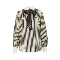 Valentino Women Striped Shirt With Silk Bow
