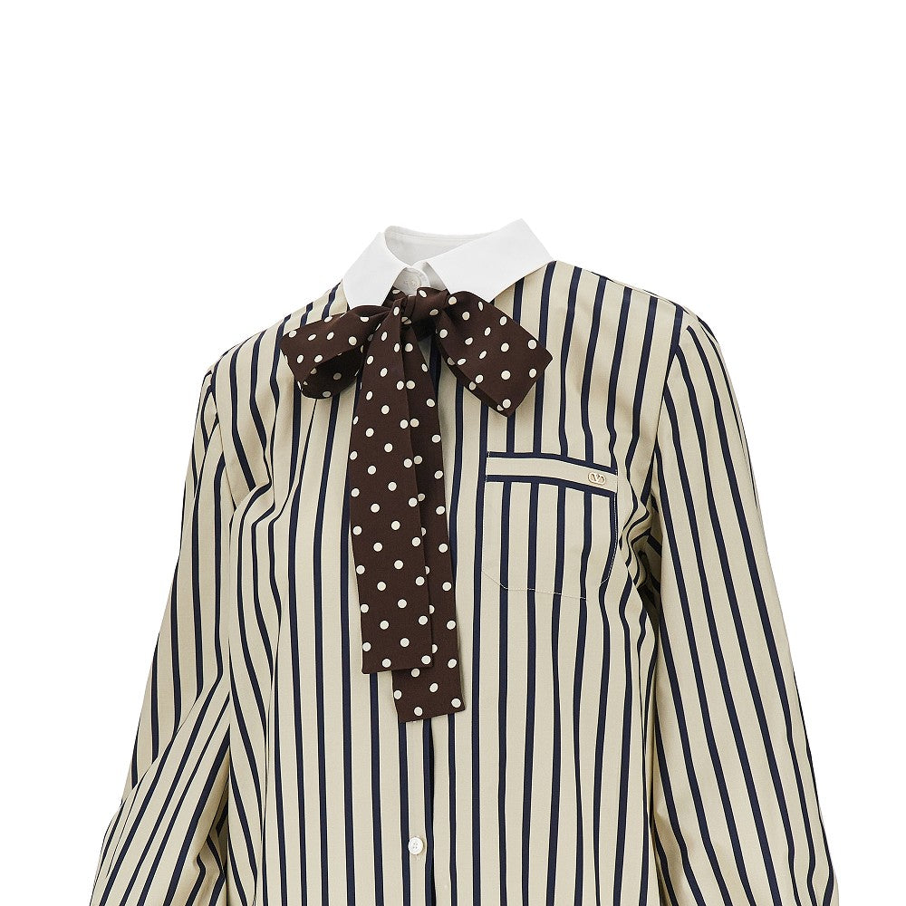 Valentino Women Striped Shirt With Silk Bow