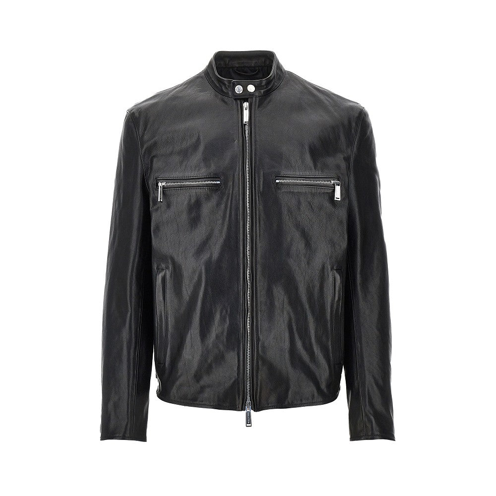 Dsquared2 Men Leather Biker Jacket