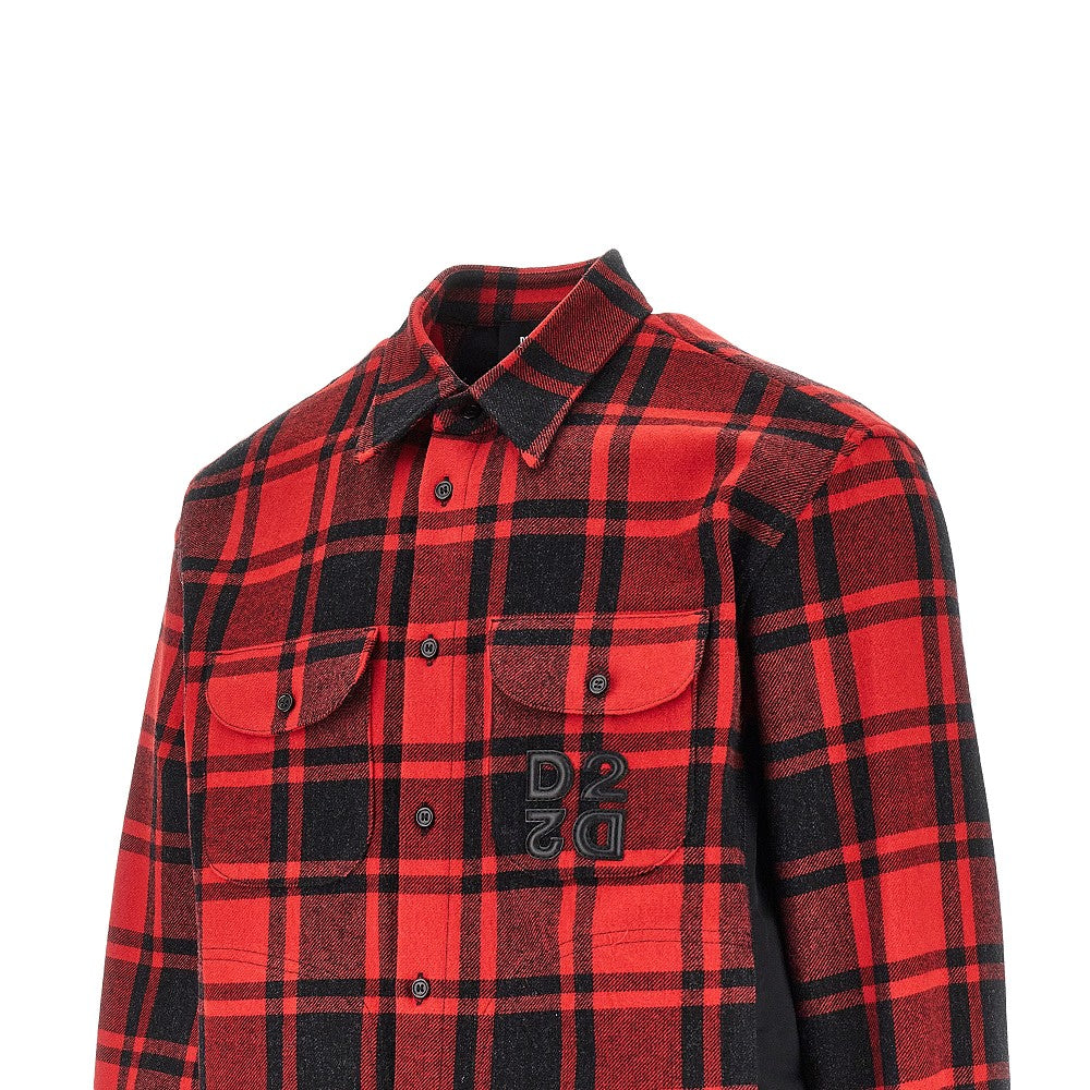 DSQUARED2 Dsquared2 Men Nylon And Flannel Hybrid Overshirt