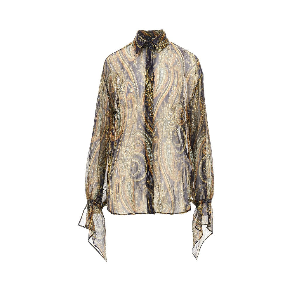 Etro Women Lurex Pinstriped Paisley Silk Shirt