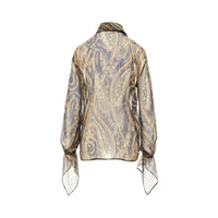 Etro Women Lurex Pinstriped Paisley Silk Shirt
