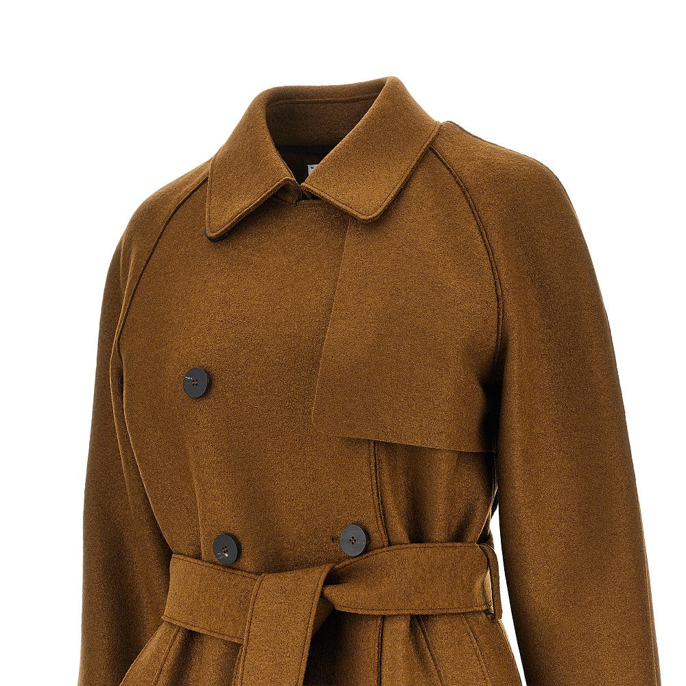 Harris Wharf London Women Pressed Wool Long Trench Coat