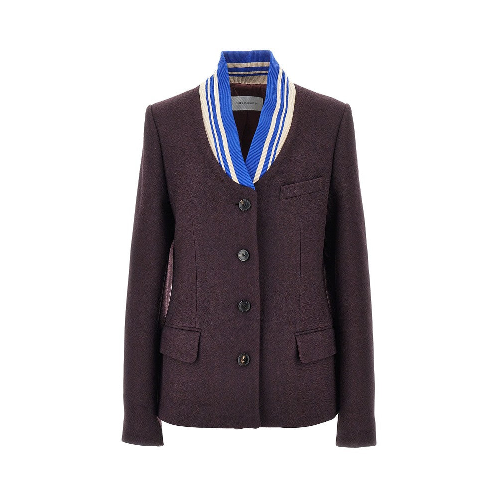 Dries Van Noten Women Cloth Jacket With Ribbed Collar