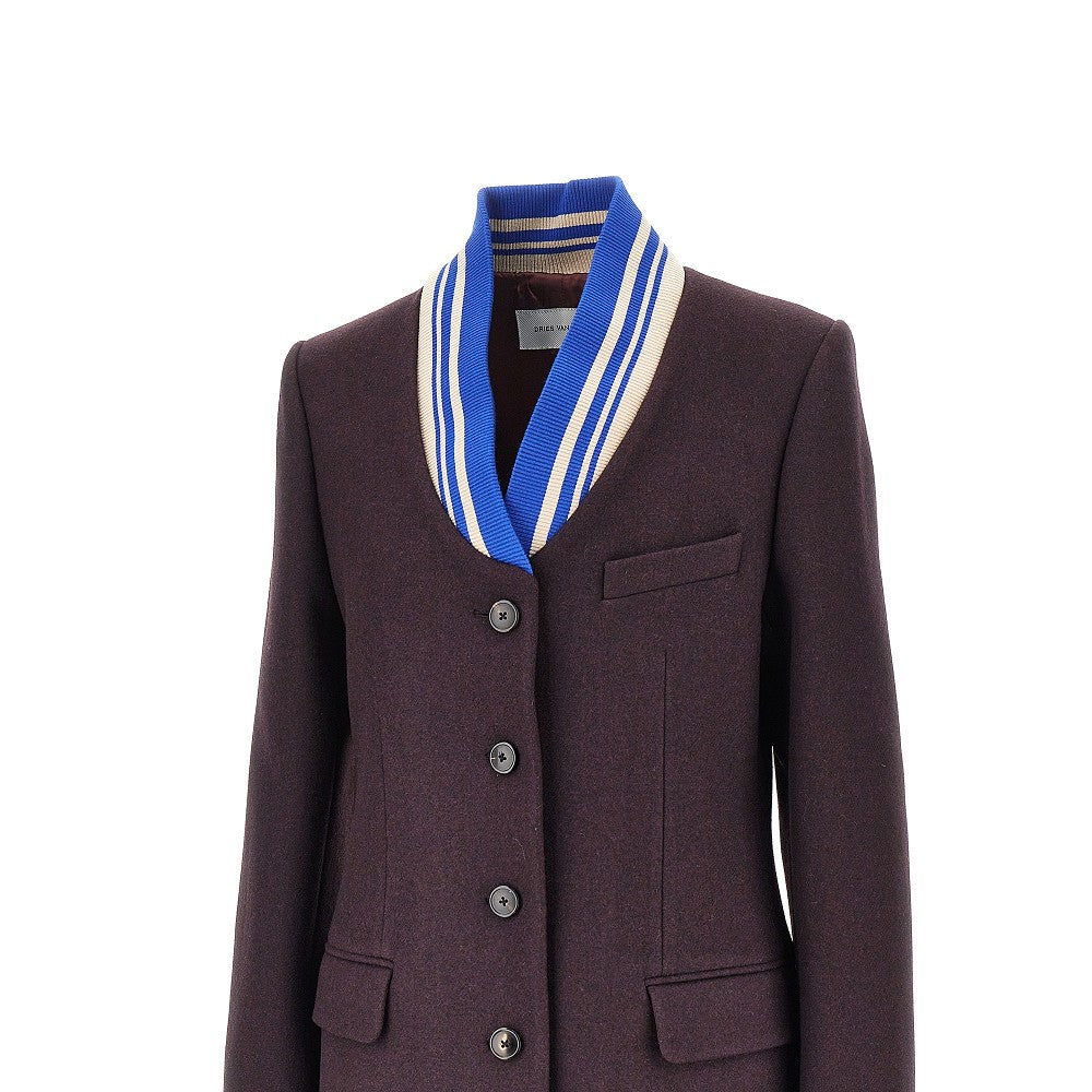 Dries Van Noten Women Cloth Jacket With Ribbed Collar