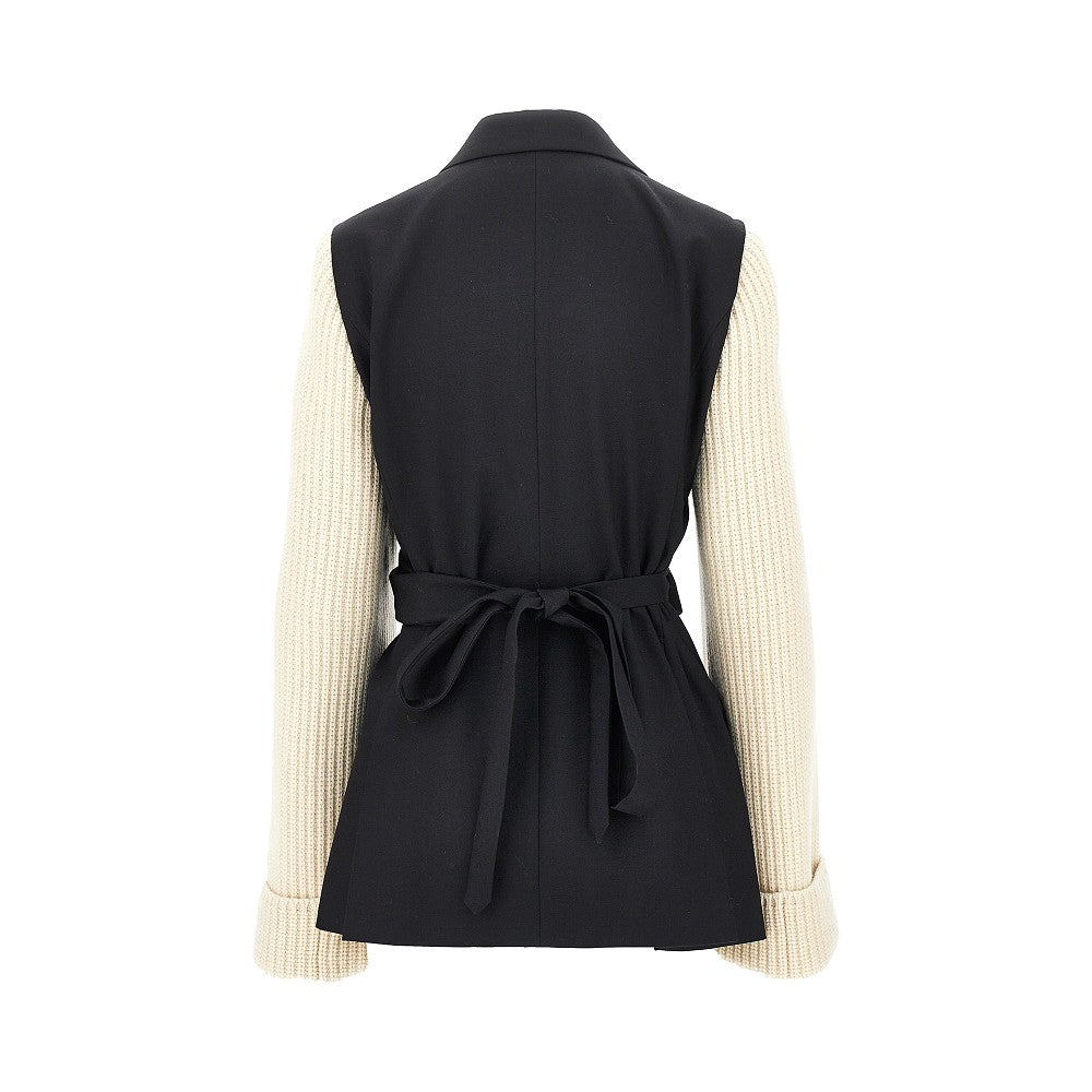 Dries Van Noten Women Wool Blazer With Knitted Sleeves