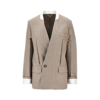 Victoria Beckham Women Collarless Wool Jacket