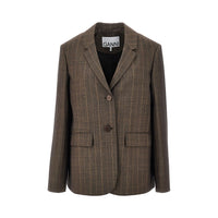 Ganni Women Wool Jacket With Pinstriped Motif