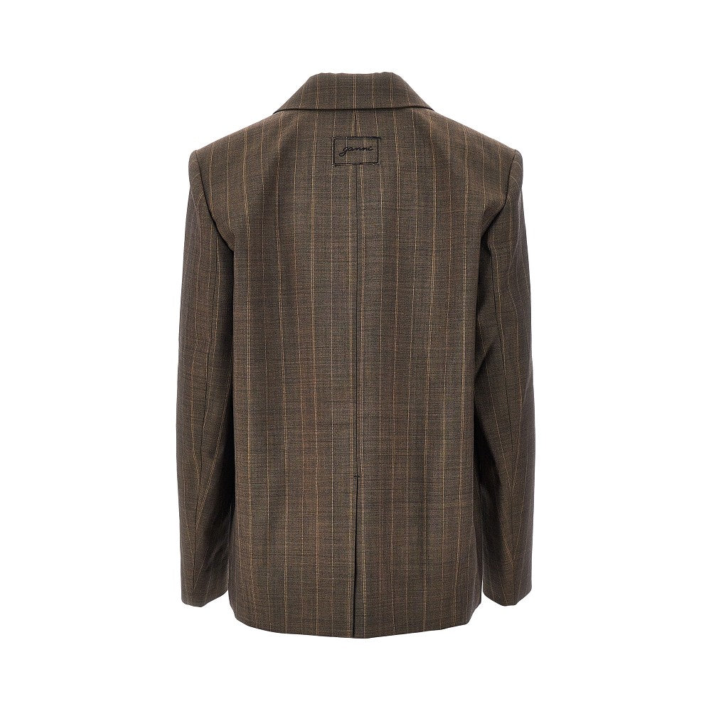 Ganni Women Wool Jacket With Pinstriped Motif
