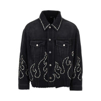 AMIRI Amiri Men Studded Flames Denim Jacket