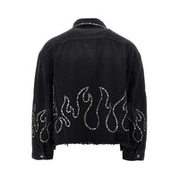 AMIRI Amiri Men Studded Flames Denim Jacket
