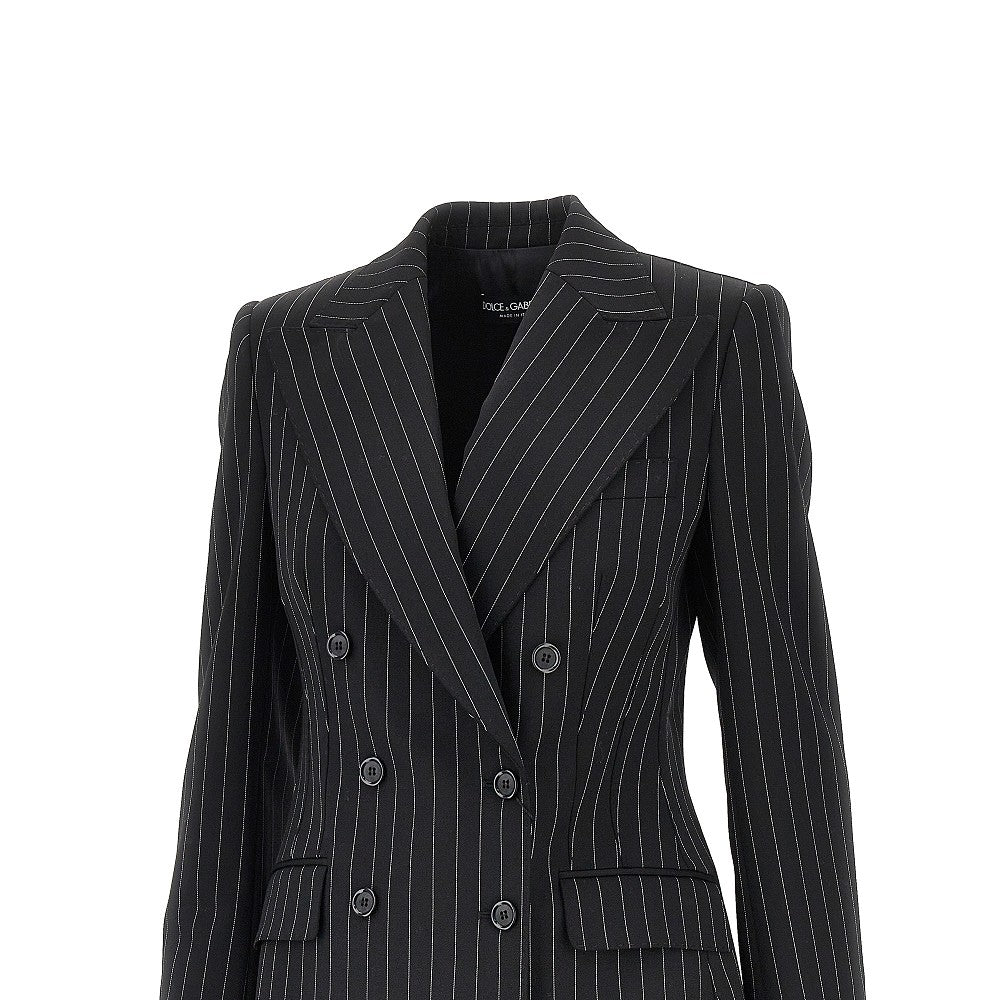 Dolce&Gabbana Women Pinstriped Wool Double-Breasted Jacket