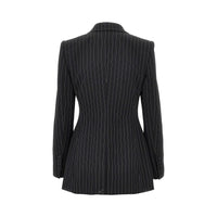 Dolce&Gabbana Women Pinstriped Wool Double-Breasted Jacket