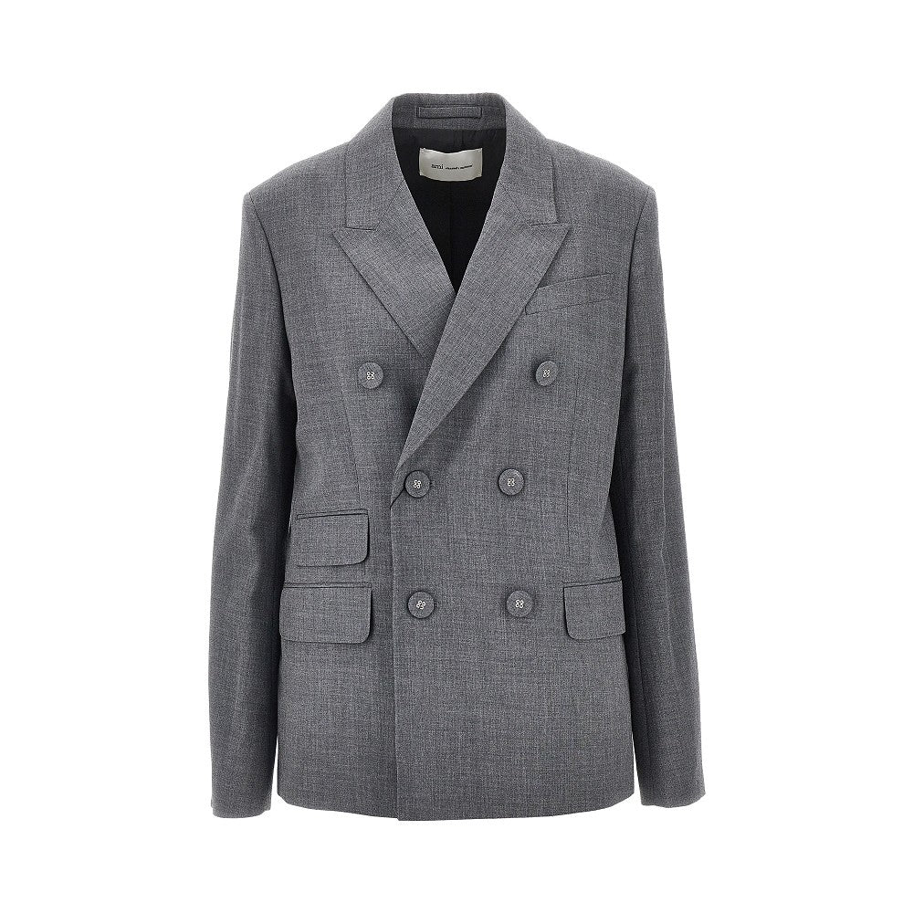 AMI Ami Women Double-Breasted Wool Blazer With Belt
