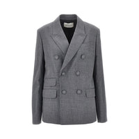 AMI Ami Women Double-Breasted Wool Blazer With Belt
