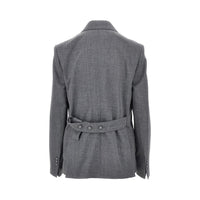 AMI Ami Women Double-Breasted Wool Blazer With Belt