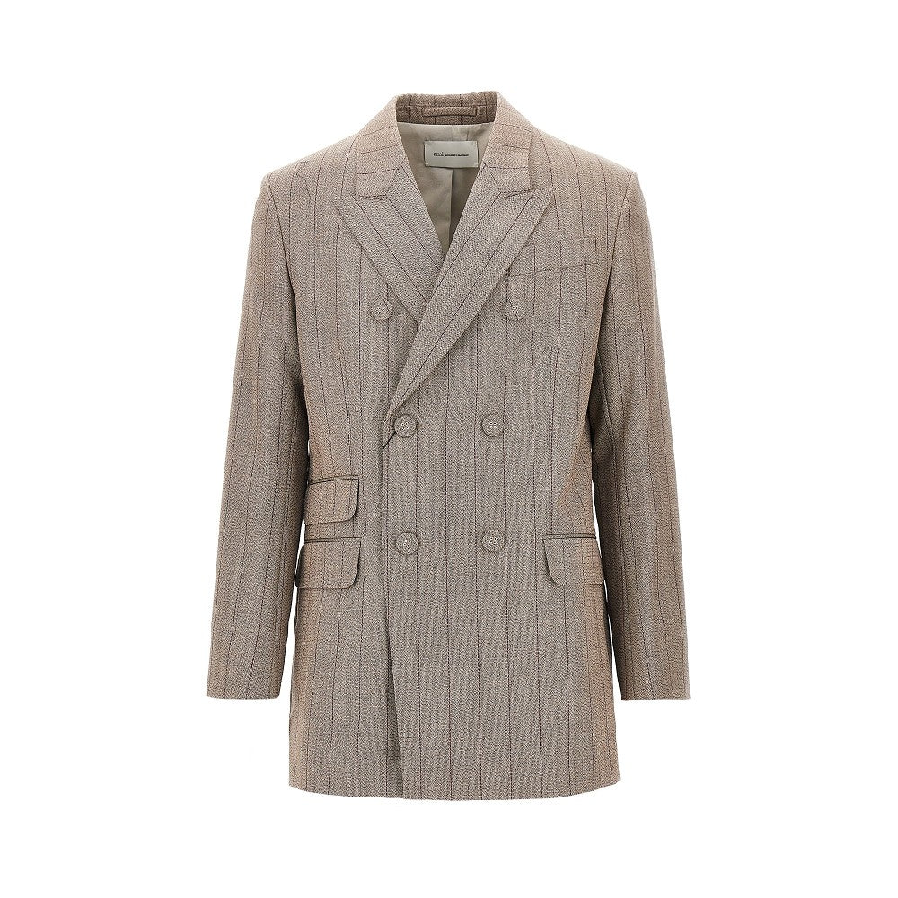 AMI Ami Men Double-Breasted Wool Jacket With Martingale