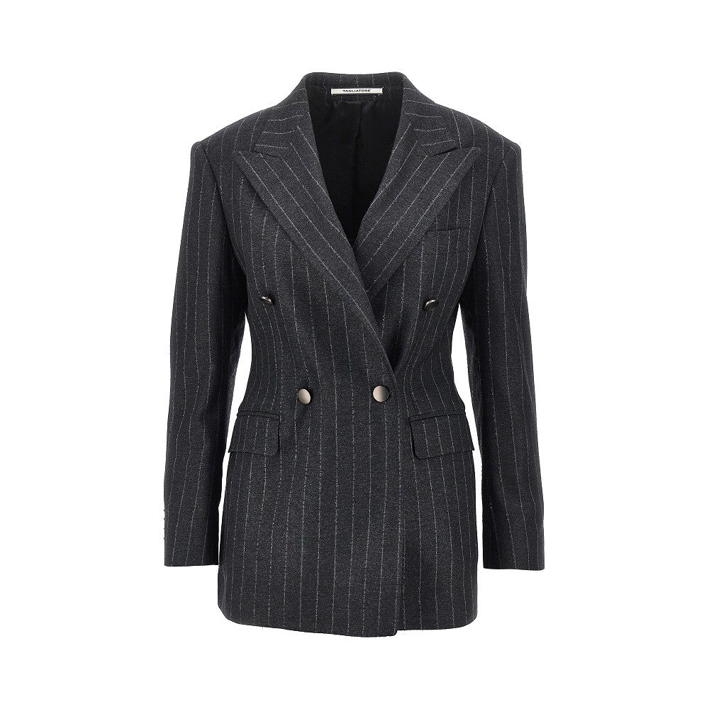 Tagliatore Women Pinstriped Wool-Blend Double-Breasted Jacket