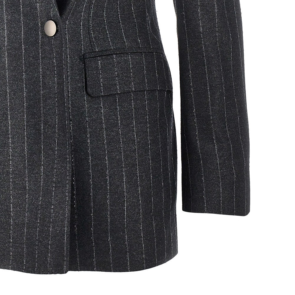 Tagliatore Women Pinstriped Wool-Blend Double-Breasted Jacket