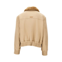 Ami Men Wool Bomber Jacket With Shearling Collar