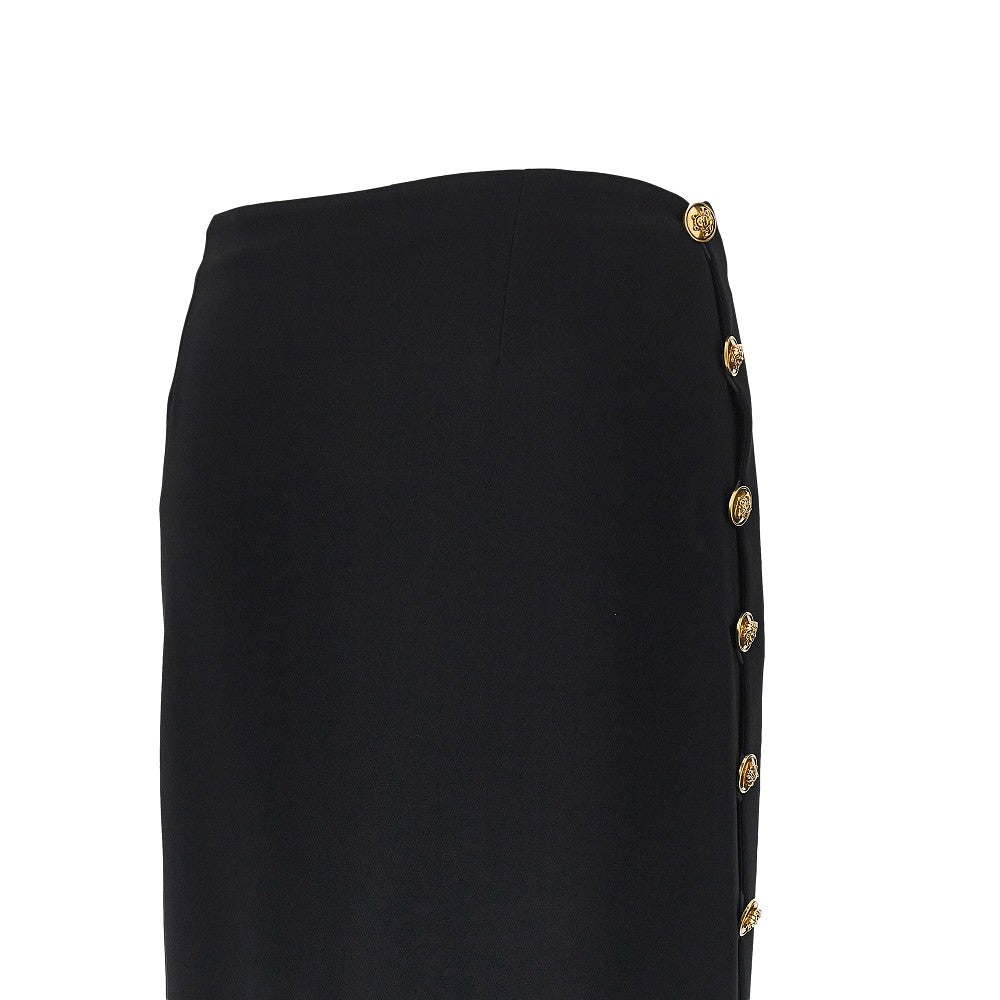 Versace Women Stretch Viscose Skirt With Medusa Buttons