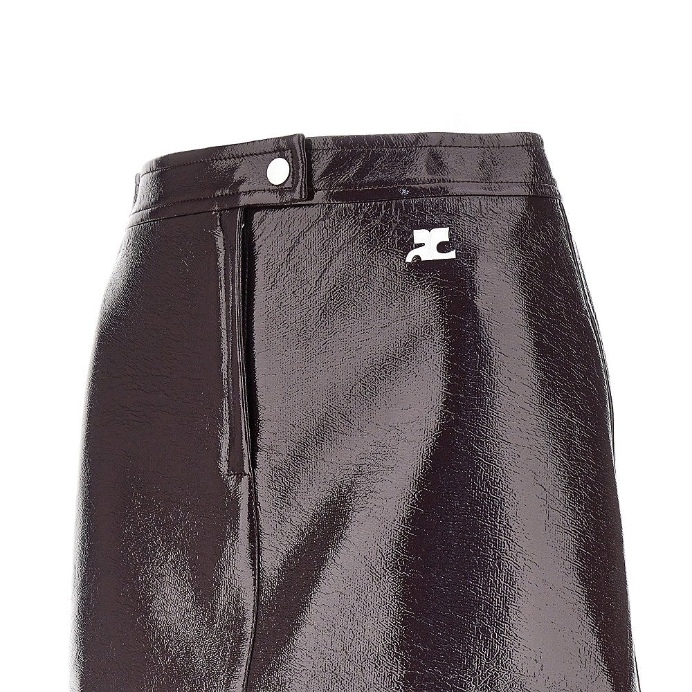 Courreges Women Vinyl Effect Coated Mini Skirt