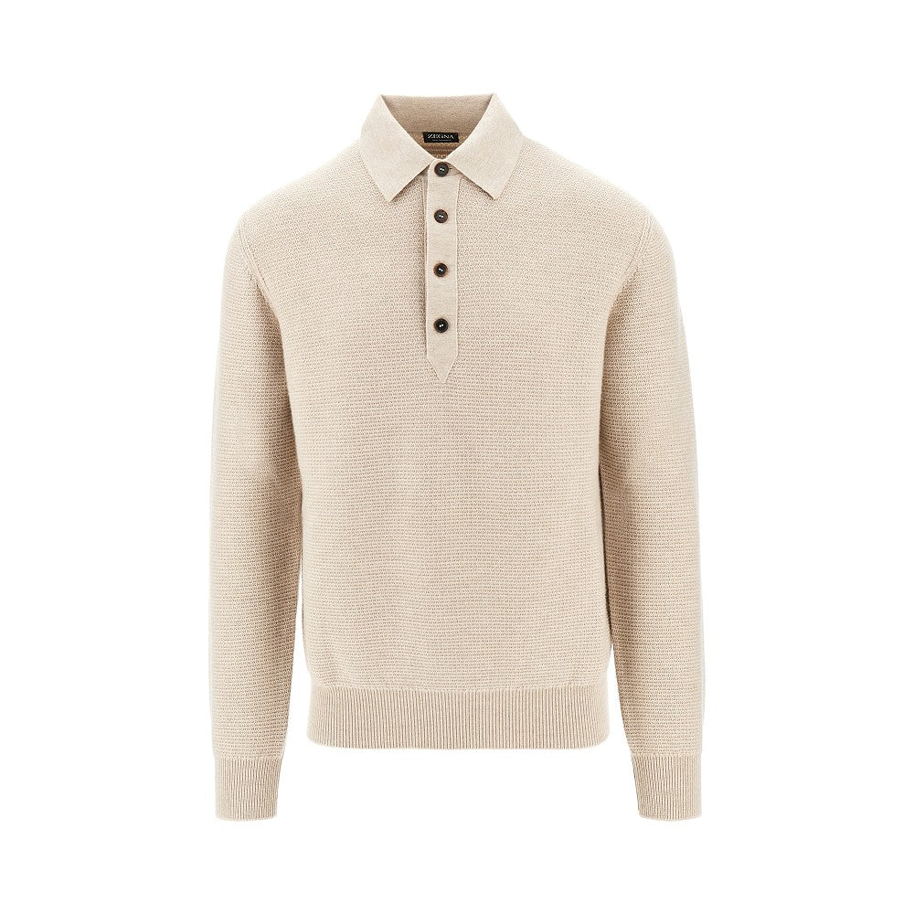 Zegna Men Oasi Cashmere Polo Sweater