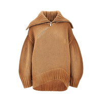 The Attico Women Wool And Cashmere Sweater With Slanted Zip