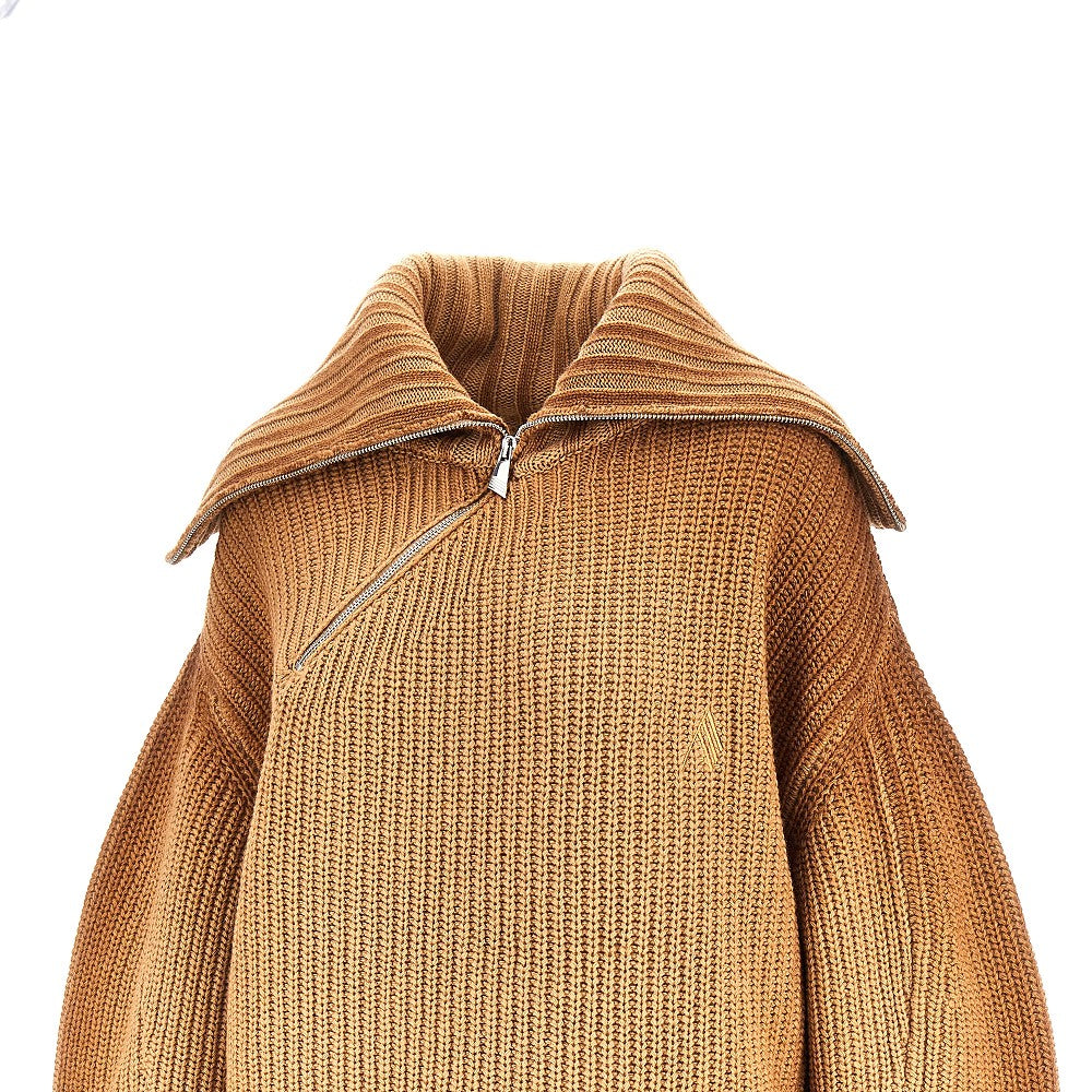 The Attico Women Wool And Cashmere Sweater With Slanted Zip