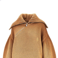 The Attico Women Wool And Cashmere Sweater With Slanted Zip